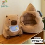 capibara  casita CREMA Y ROSA 60CM - RELLENO