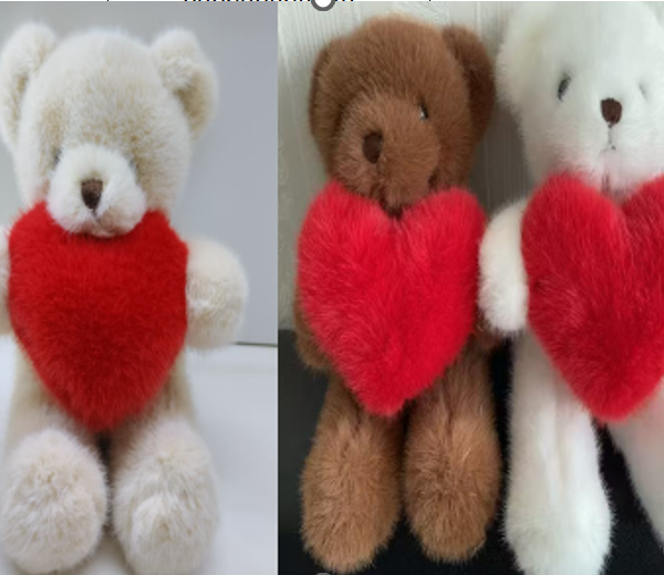 OSO PATILARGA CORAZON ROJO 30CM