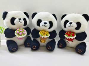 PANDA CON RAMO A CROCHET 23CM