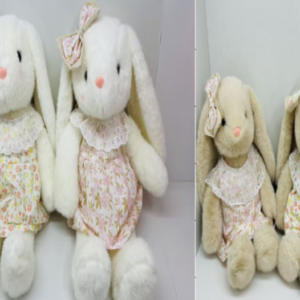 CONEJA PATILARGA VESTIDO FLOREADO PASTEL 55CM FUNDA