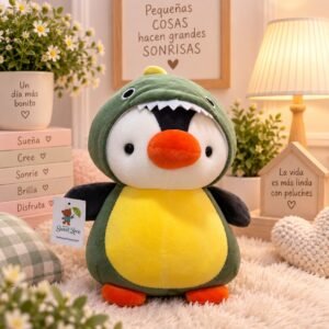 PINGUINO DIZFRAZADO DE DINO 25CM
