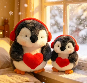 PINGÜINO CORAZON AUDIFONO 22CM