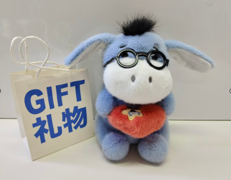 BURRO CON CORAZON Y LENTE 22CM
