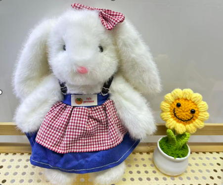 CONEJA VESTIDO CUADRO ESCOCES 27CM
