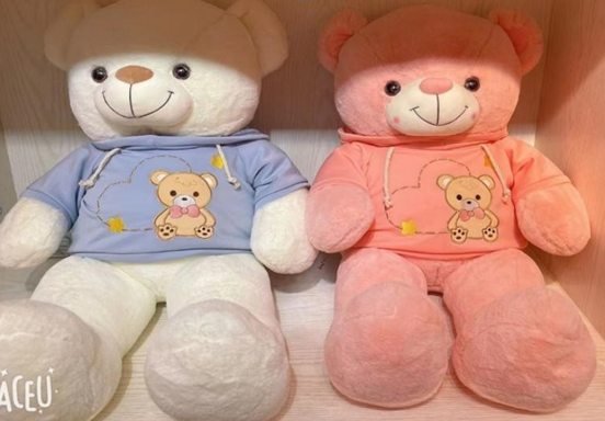 OSO CHOMPA CON BORADO DE OSO Y ESTRELLA 130CM FUNDA