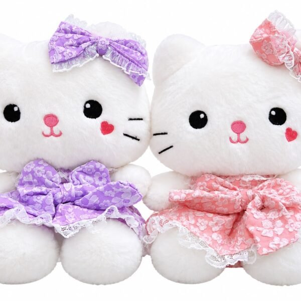 PAREJA DE GATITA VESTIDO BONITO COLOR PASTEL 22CM